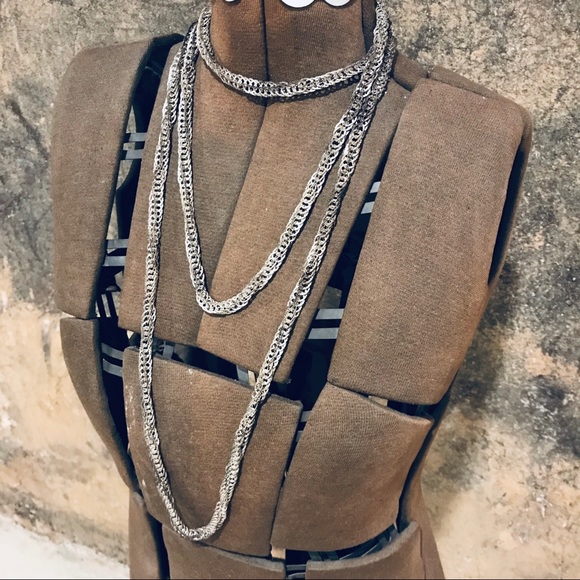 Vintage Jewelry - Vintage oxidized silver extra long chain necklace